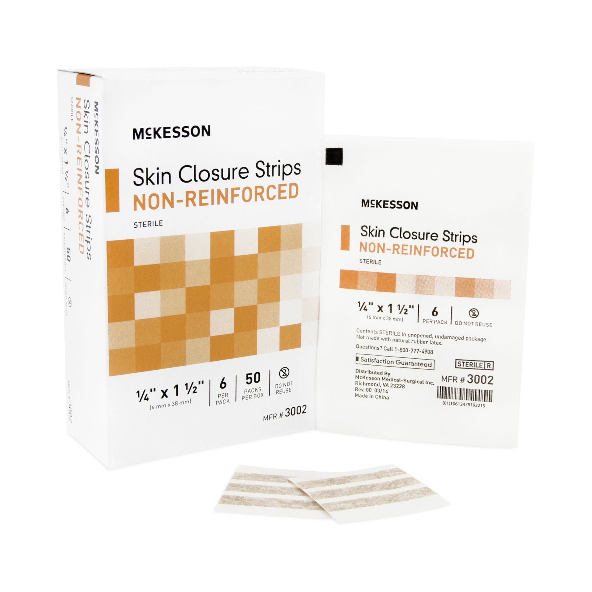 McKesson Nonreinforced Skin Closure Strip, 1/4 x 1-1/2 Inch