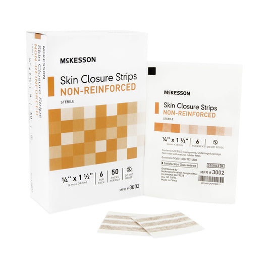 McKesson Nonreinforced Skin Closure Strip, 1/4 x 1-1/2 Inch