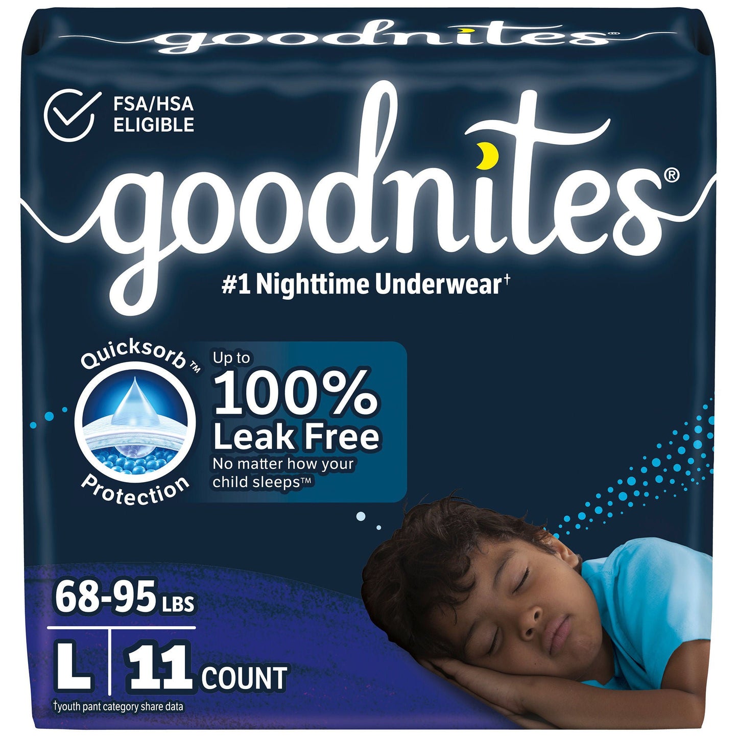 GoodNites® Night Time Underwear, Large for Boys weighing 68 – 95 lbs.