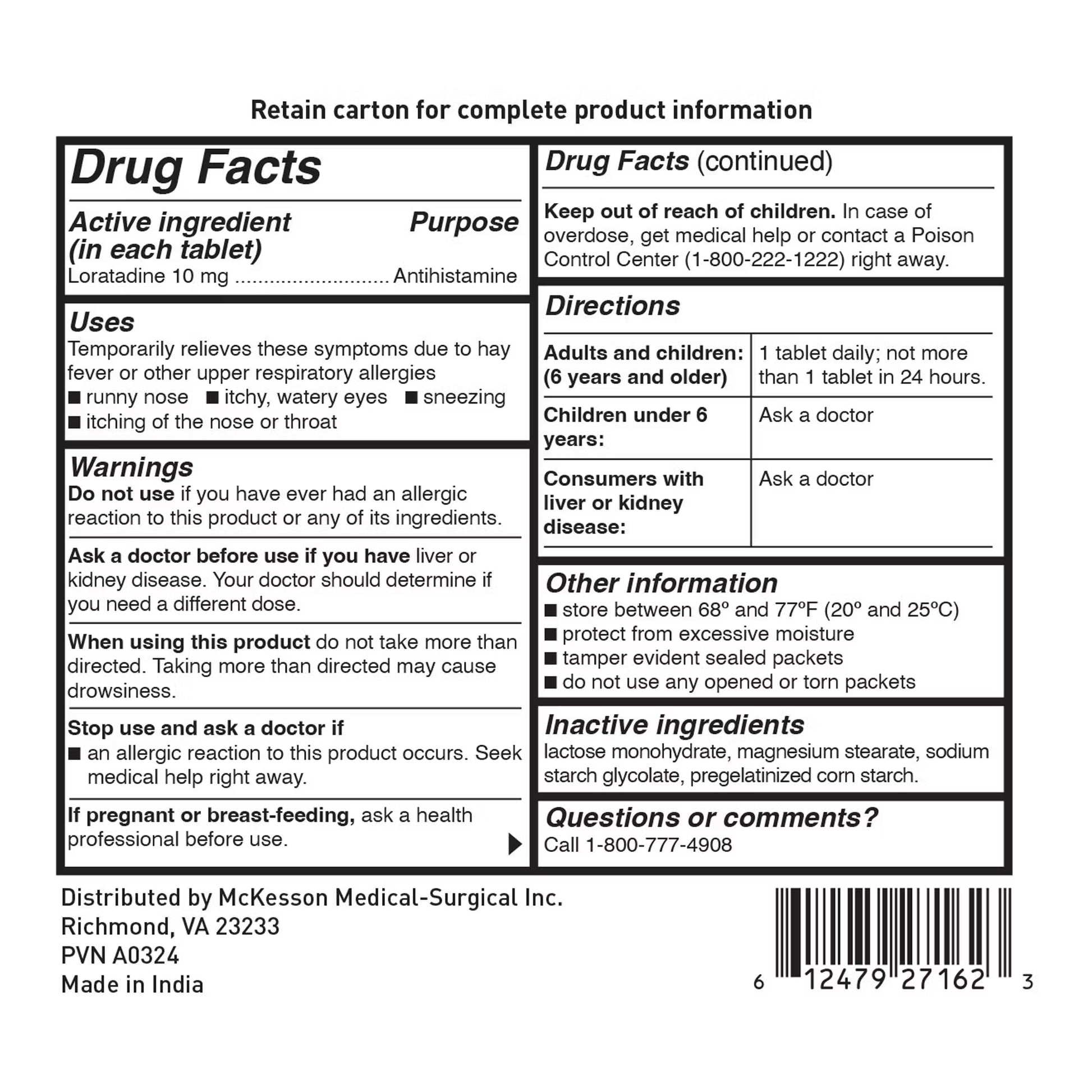 McKesson 10-mg Loratadine Allergy Relief Tablets
