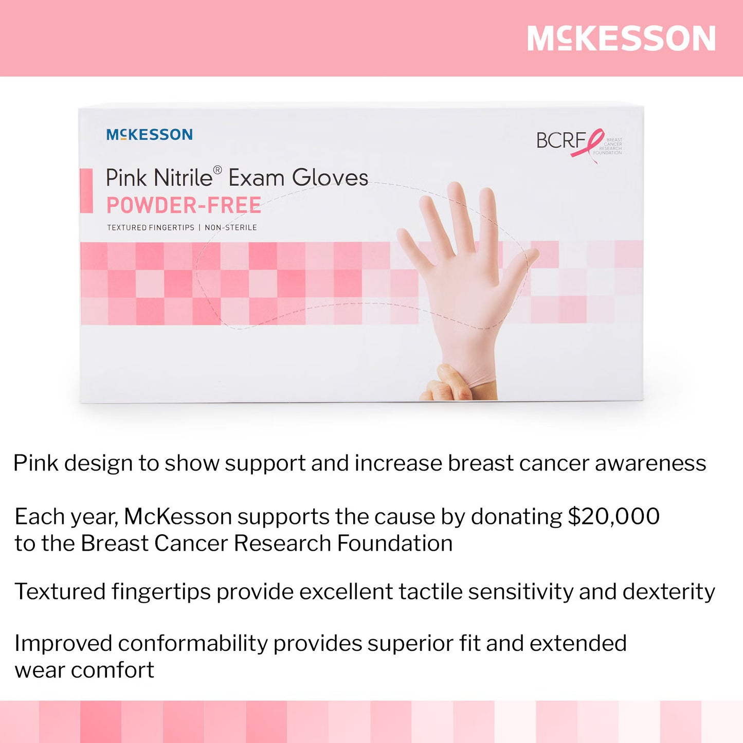 McKesson Pink Nitrile® Nitrile Exam Glove, Large, Pink
