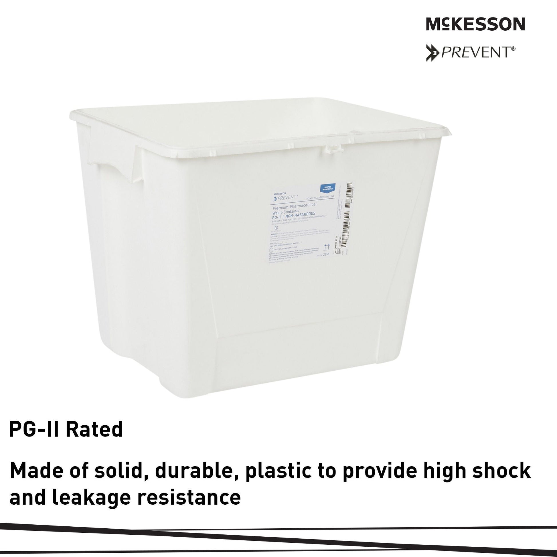McKesson Prevent® Pharmaceutical Waste Container, 8 Gal., 13.5 x 17.3 x 13 inch