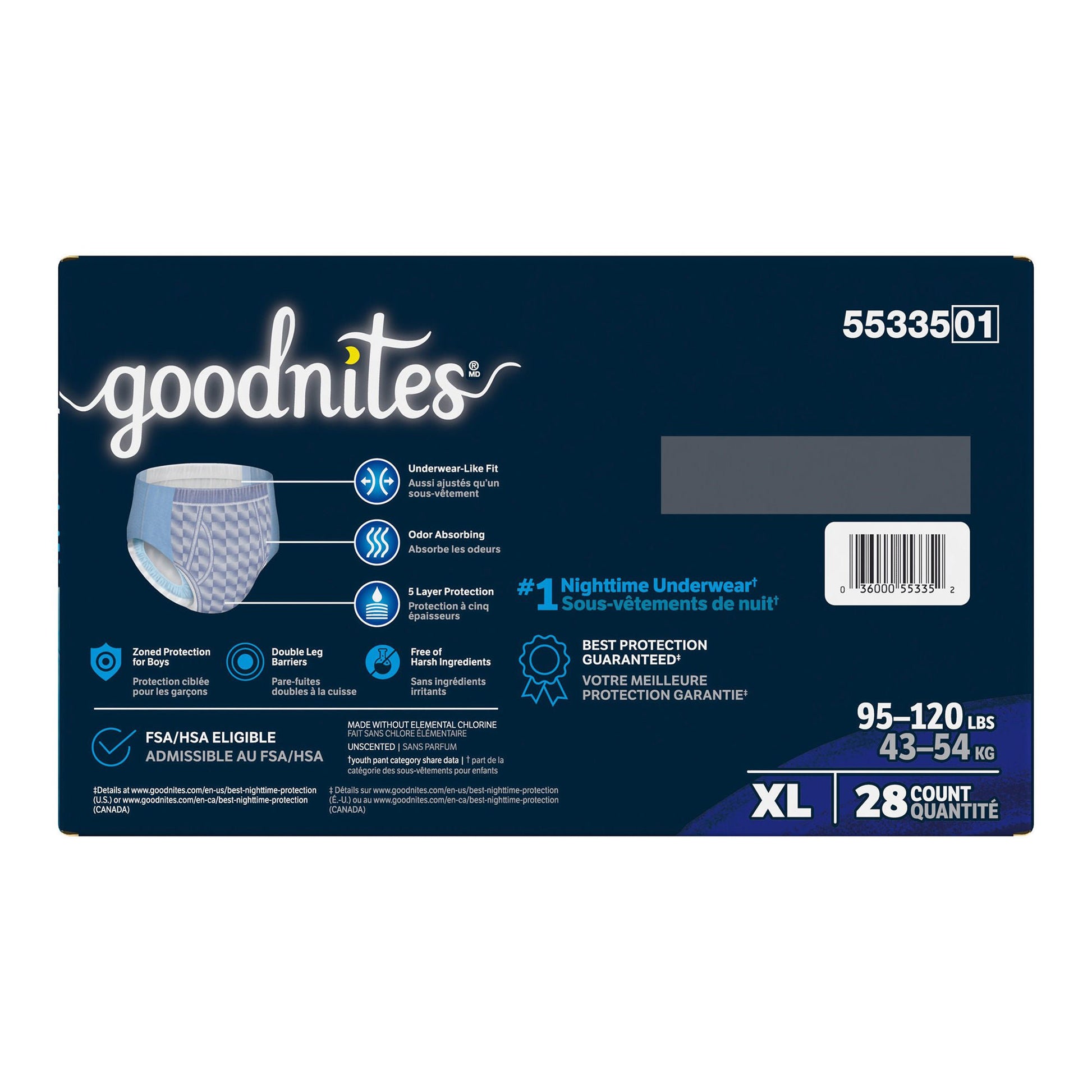 GoodNites® Night Time Underwear, Extra Large for Boys weighing 95 – 140 lbs.