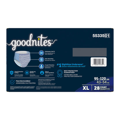 GoodNites® Night Time Underwear, Extra Large for Boys weighing 95 – 140 lbs.
