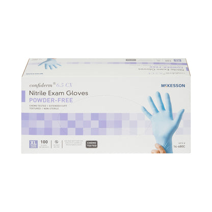 McKesson Confiderm® 6.5CX Nitrile Extended Cuff Length Exam Glove, X-Large, Blue