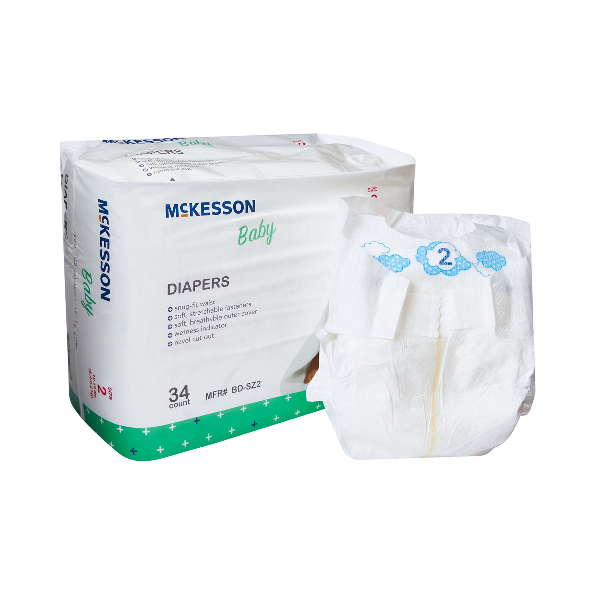 McKesson Baby Diaper, Size 2 for Babies weighing 2 to 18 lbs.