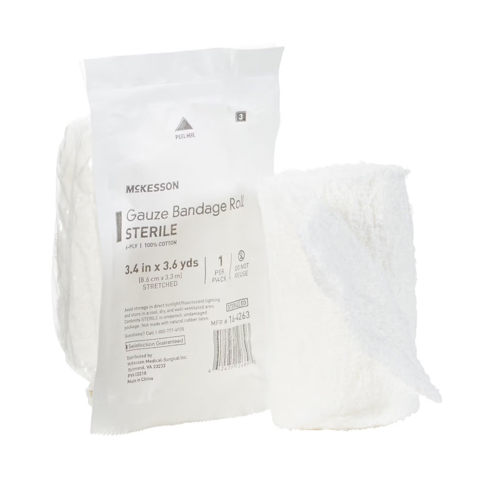 McKesson Sterile Fluff Bandage Roll, 3-2/5 Inch x 3-3/5 Yard, Six Ply