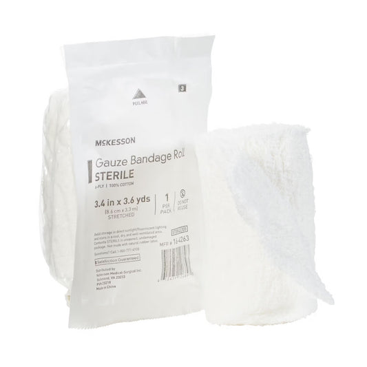 McKesson Sterile Fluff Bandage Roll, 3-2/5 Inch x 3-3/5 Yard, Six Ply