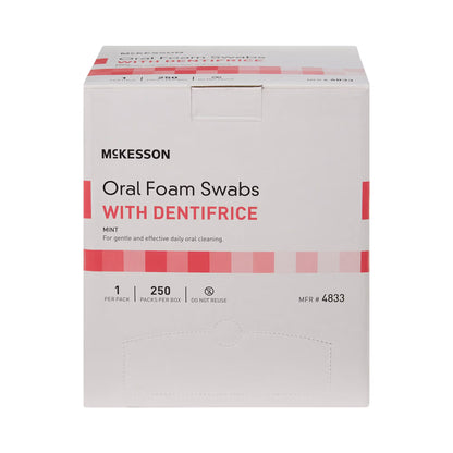 McKesson Oral Swabstick Foam Tip Dentifrice, 5 Inch, Mint, Pink