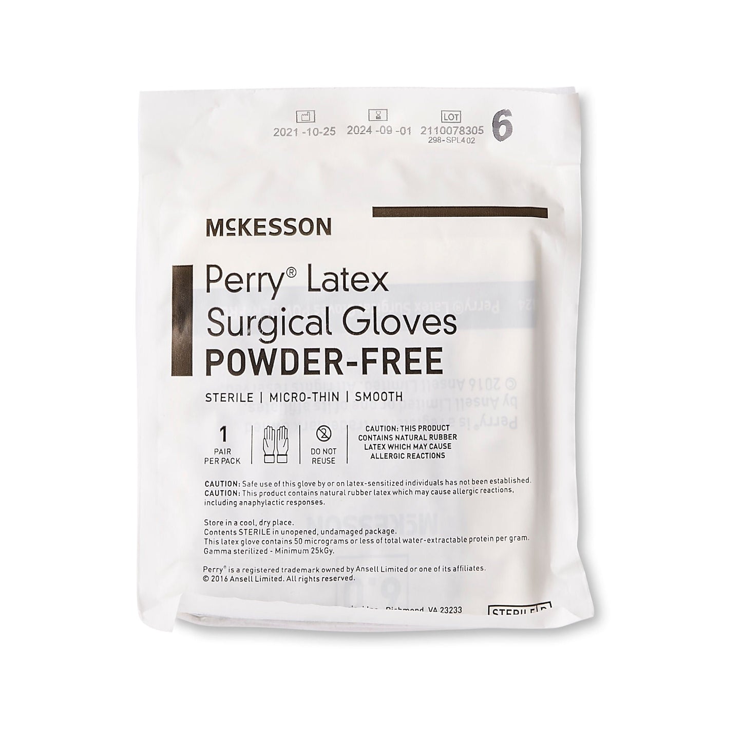 McKesson Perry® Latex Surgical Glove, Size 6, Brown
