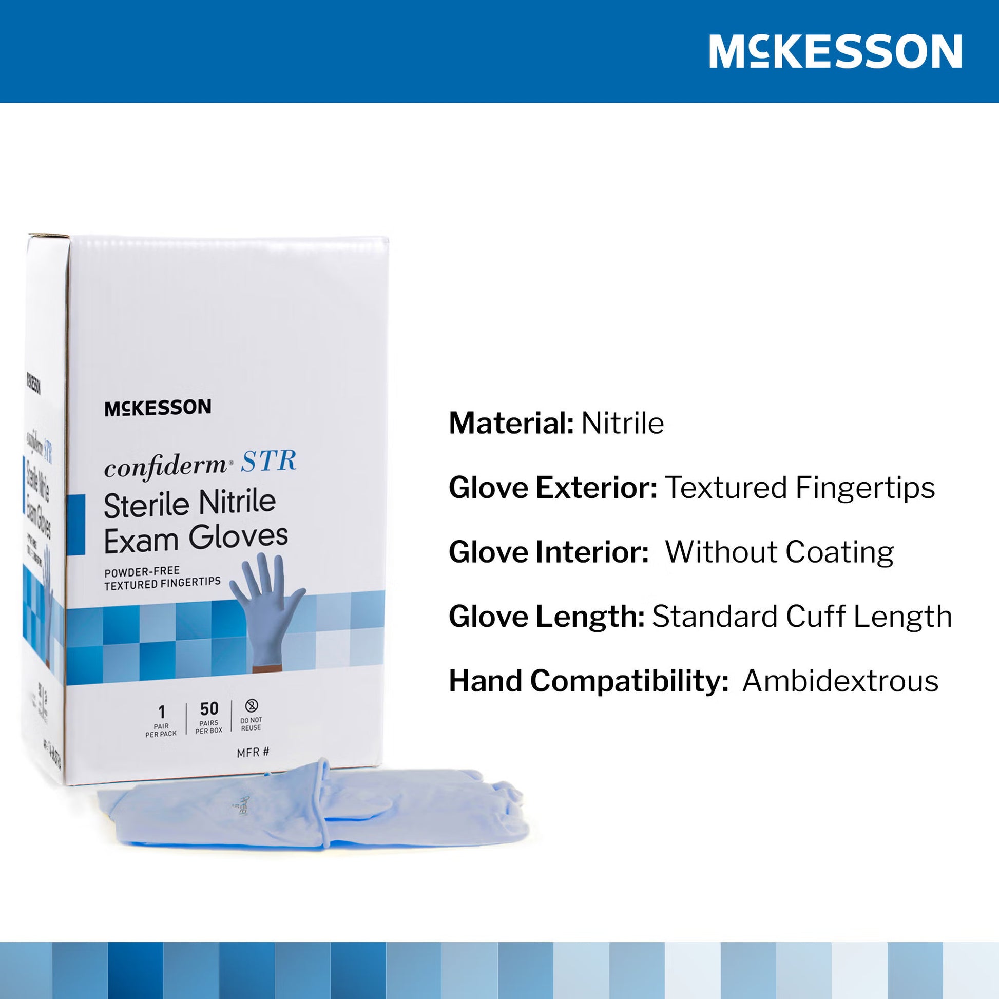 McKesson Confiderm® STR Nitrile Exam Glove, Large, Blue