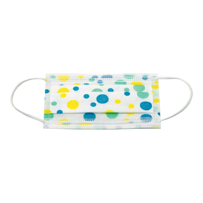McKesson Pediatric Procedure Mask, Blue and Yellow Polka Dot