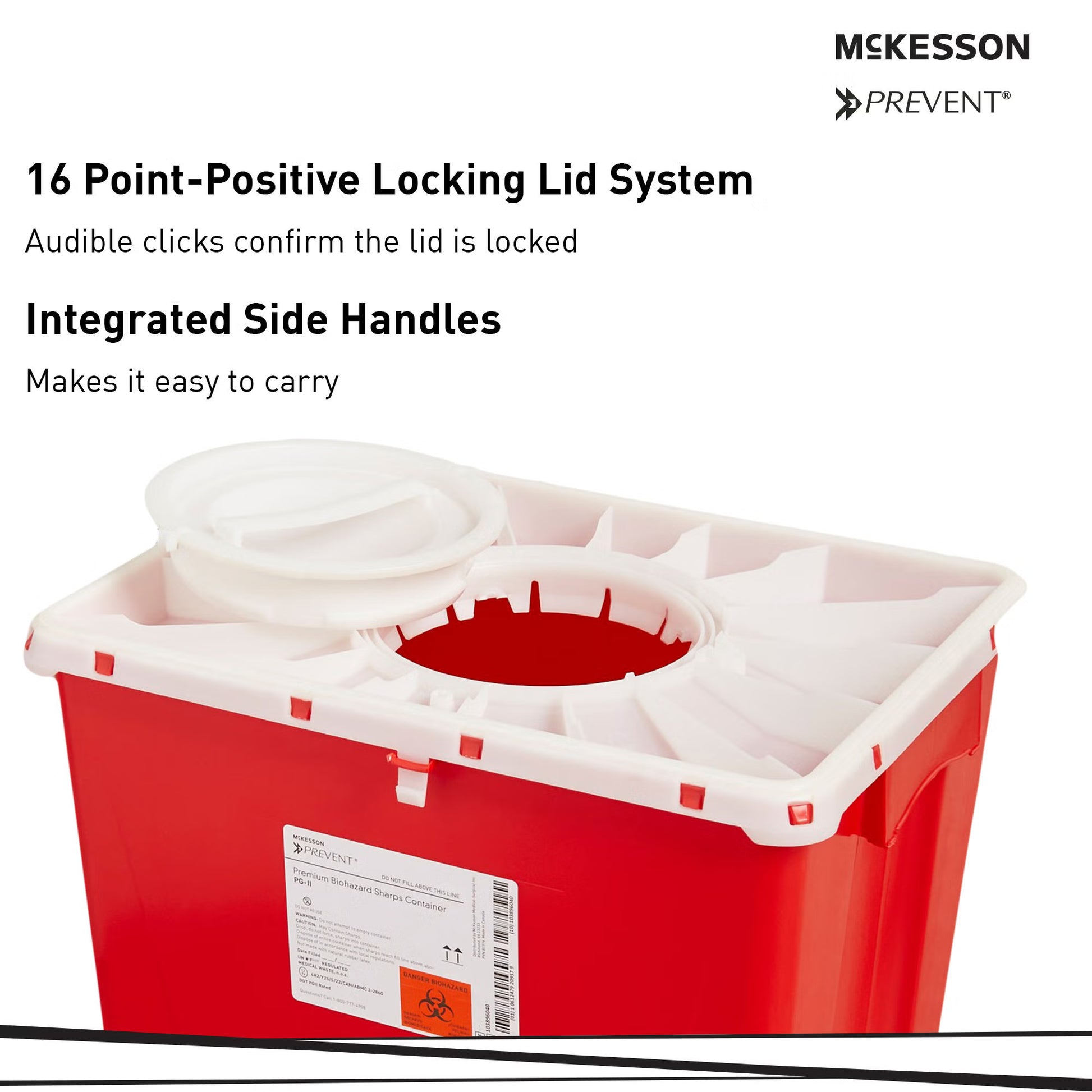 McKesson Prevent® Sharps Container, 12 Gallon, 20-4/5 x 17-3/10 x 13 Inch