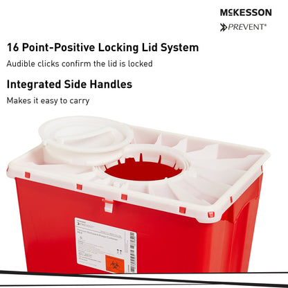 McKesson Prevent® Sharps Container, 12 Gallon, 20-4/5 x 17-3/10 x 13 Inch