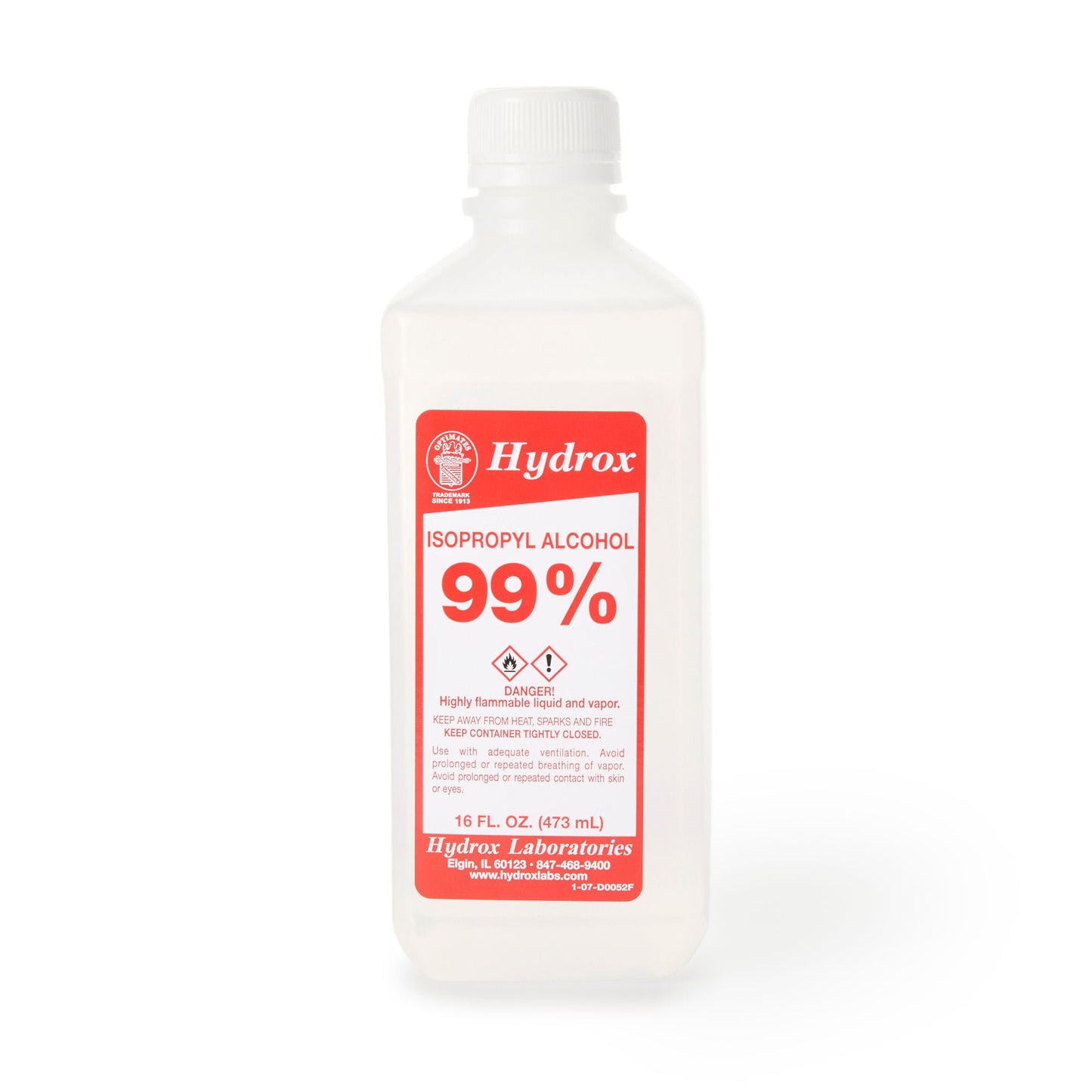 Hydrox 99% Isopropyl Alcohol for Technical Use, 16-ounce bottle
